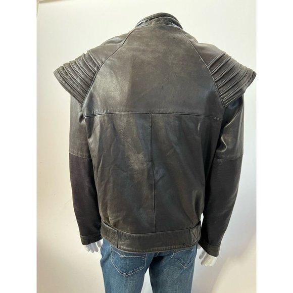 Vintage Wilson Mens Biker Motorcycle Jacket Black Lined Mandarin Collar 42 - Picture 2 of 12